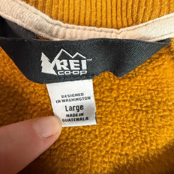 REI Co-op Mustard Yellow Crewneck Pullover Sweater 52% Cotton 48% Polyester - Picture 5 of 6